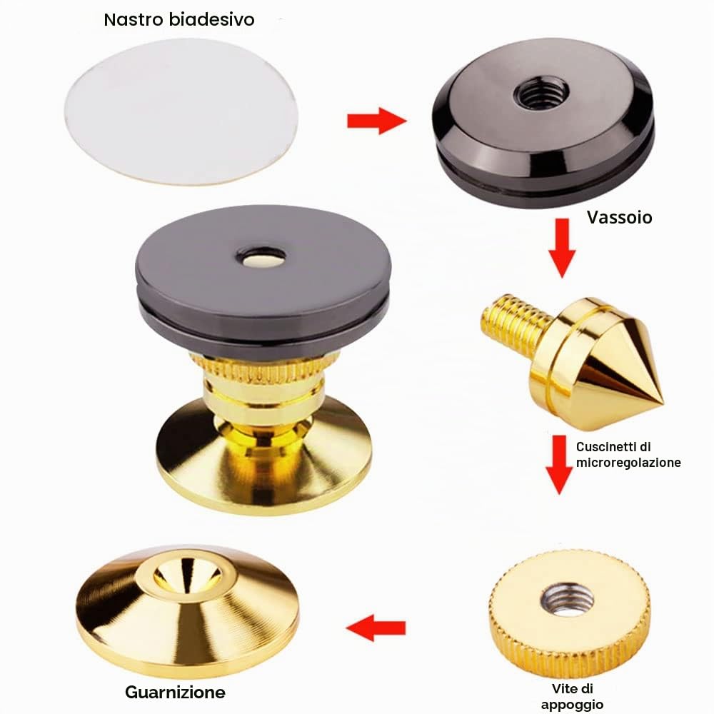 Piedini per Altoparlanti Isolamento a Punta 28x25mm Set 4 Pezzi per Amplificatore Lettore CD DVD
