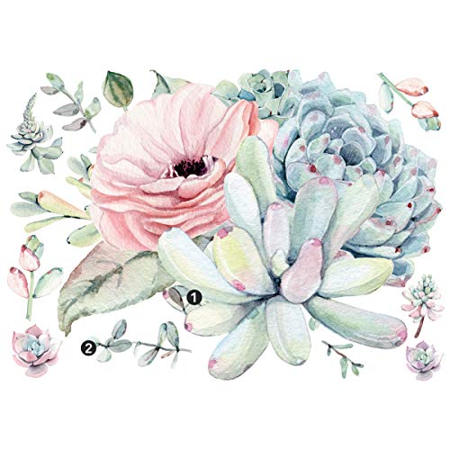 Sticker géant fleurs aquarelles multicolores déco murale vinyle repositionnable - 6