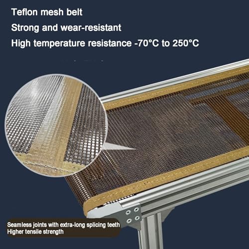 Petit convoyeur à bande efficace à vitesse réglable de 20 x 60 cm pour chaîne de montage de bureau – Parfait pour les usines et les ateliers, version compacte marron de 15 x 60 cm pour