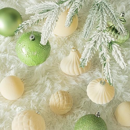 KI Store Light Green Christmas Balls 20pcs 3.15-Inch Christmas Tree Decoration Ornaments for Xmas Tree Holiday Wreath Garland Decor Ornaments Hooks Included