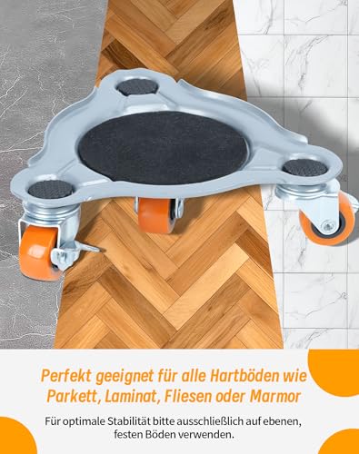 4 Stück Möbel Transportrollen Set & Möbelheber Set für schwere Möbel – 360° drehbare Schwerlastrollen, Möbeltransport Set für Möbelverschiebung und Umzug, bis 400 kg
