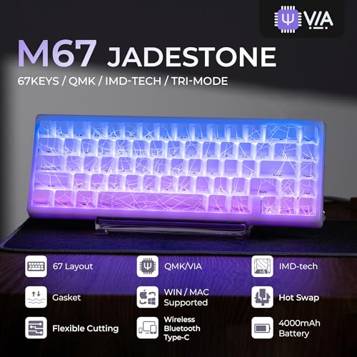 Image of x XVX M67 Wireless 60% Percent Keyboard, QMK /VIA Topographic Gaming Keyboard, Tri-Mode Thocky Creamy Mechanical Key board, Hot Swappable Gasket Mount RGB IMD Tech for Win /Mac, Spider Web Theme, White
