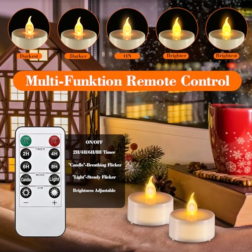 Image of JOSU 24pcs LED Votive Tealight with 2 /4 /6 /8 H Timer and Remote, Mini Battery Operated Candles for Wedding Anniversary Tea Theme Party Festival Celebration Candlelight Charming Ambiance