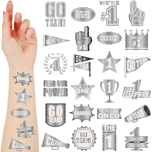 Landhoow Silver 240 Pcs School Spirit Tattoos Football Spirit Item