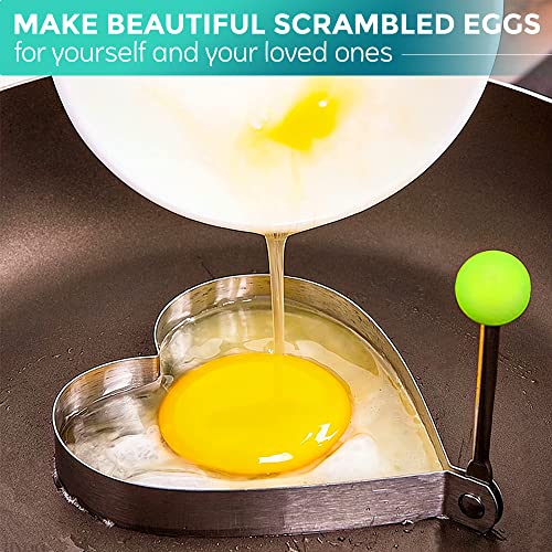 5 Pcs Pancake Molds for Griddle — Egg Shaper for Frying Pan, Stainless Steel Pancake Mold for Omelettes & Fried Eggs — Easy to Use & Clean, Various Shapes for Breakfast, Snacks & Creative Cooking