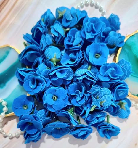 Image of VRB DecTM 50 Pcs Artificial Fabric Rose Fake Flowers Water Floating Flowers,Festival and Events, Home, Table, Bedroom, Pooja Room Decoration Items and DIY. (Sky Blue)