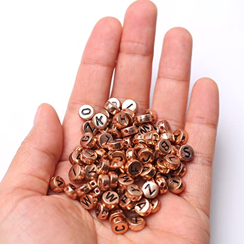 HERZWILD 1000pcs Rose Gold Letter Beads, Metal Craft Beads A-Z for Jewellery Crafts (Black/Rose Gold), Black Rose Gold, 7.0 mm - Image 3