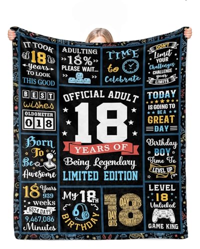 Couverture cadeau pour garçon de 18 ans plaid chaud taille XL bleu - 2