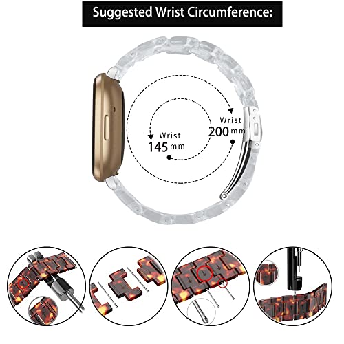 Kompatibel f&uuml;r Fitbit Versa/Versa2/Versa Lite/Versa3/Sense Smartwatch, leicht, verstellbar, Damen-Armband aus Kunstharz, Versa3/Sense