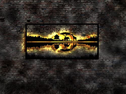 Décoration murale en bois noble horizon africain de style romantique
