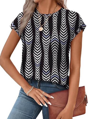 Image of Alaroo Womens Summer Tops Short Sleeve Shirts Crew Neck Cute Trendy Tunic Blouses (S-3XL)