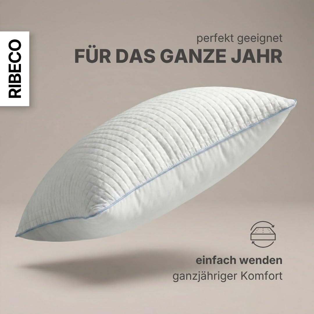 kühlender Kissenbezug ELSA im 2er Set, kühlender Kopfkissenbezug 40x80 cm, 2in1: QMAX-Breeze Technologie & kuschelige Baumwollseite, ideale Ergänzung für das Kopfkissen