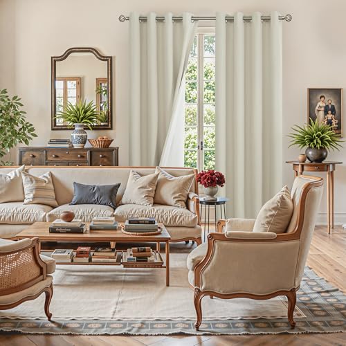 Image of YoungsTex 80 Inch Length Linen 100% Blackout Curtains for Bedroom, Full Room Darkening Thermal Insulated Drapes with Grommet for Living Room Window Privacy, 2 Panels, 52 X 80 Inch