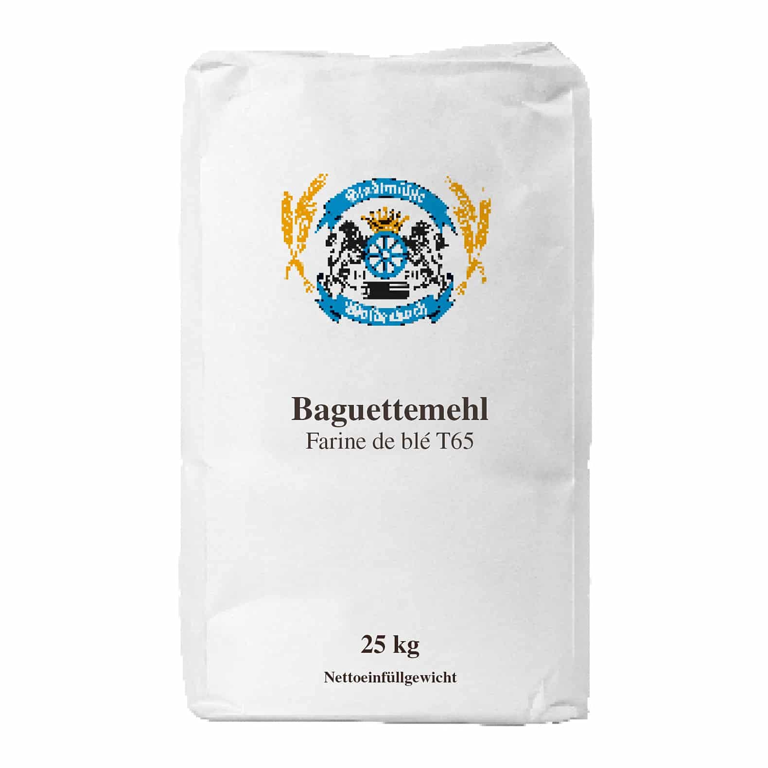 Stadtmühle Waldenbuch Baguettemehl, Farine de blé T65, Baguette de tradition française, 25 kg