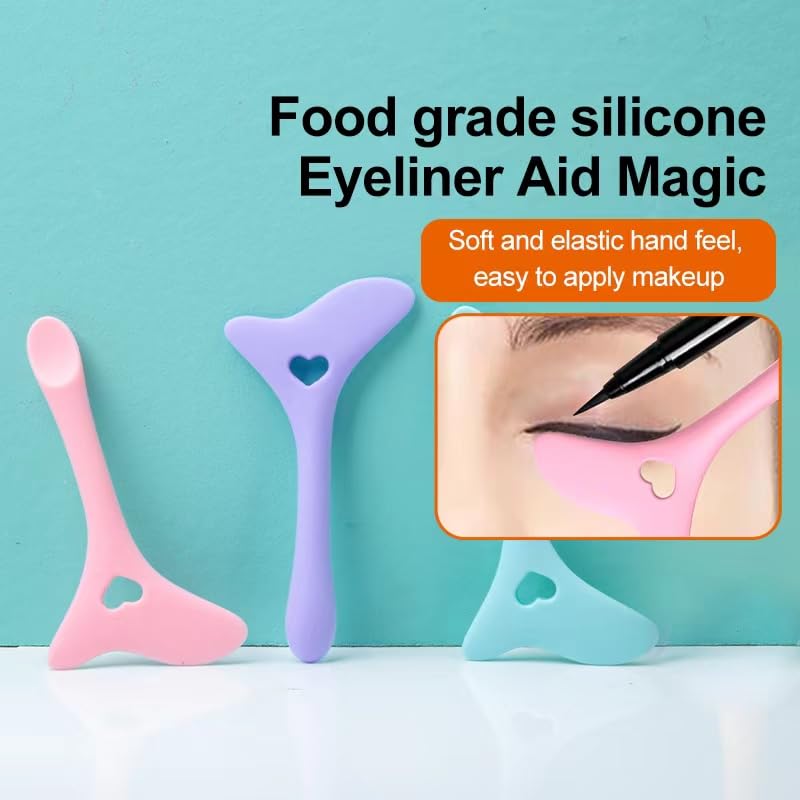 Eyeliner Stencils, Winged Eyeliner Tool, Mascara Shield, Multifunctional Silicone Eyeshadow Applicators, Perfect for Beginners in Makeup (Pink)