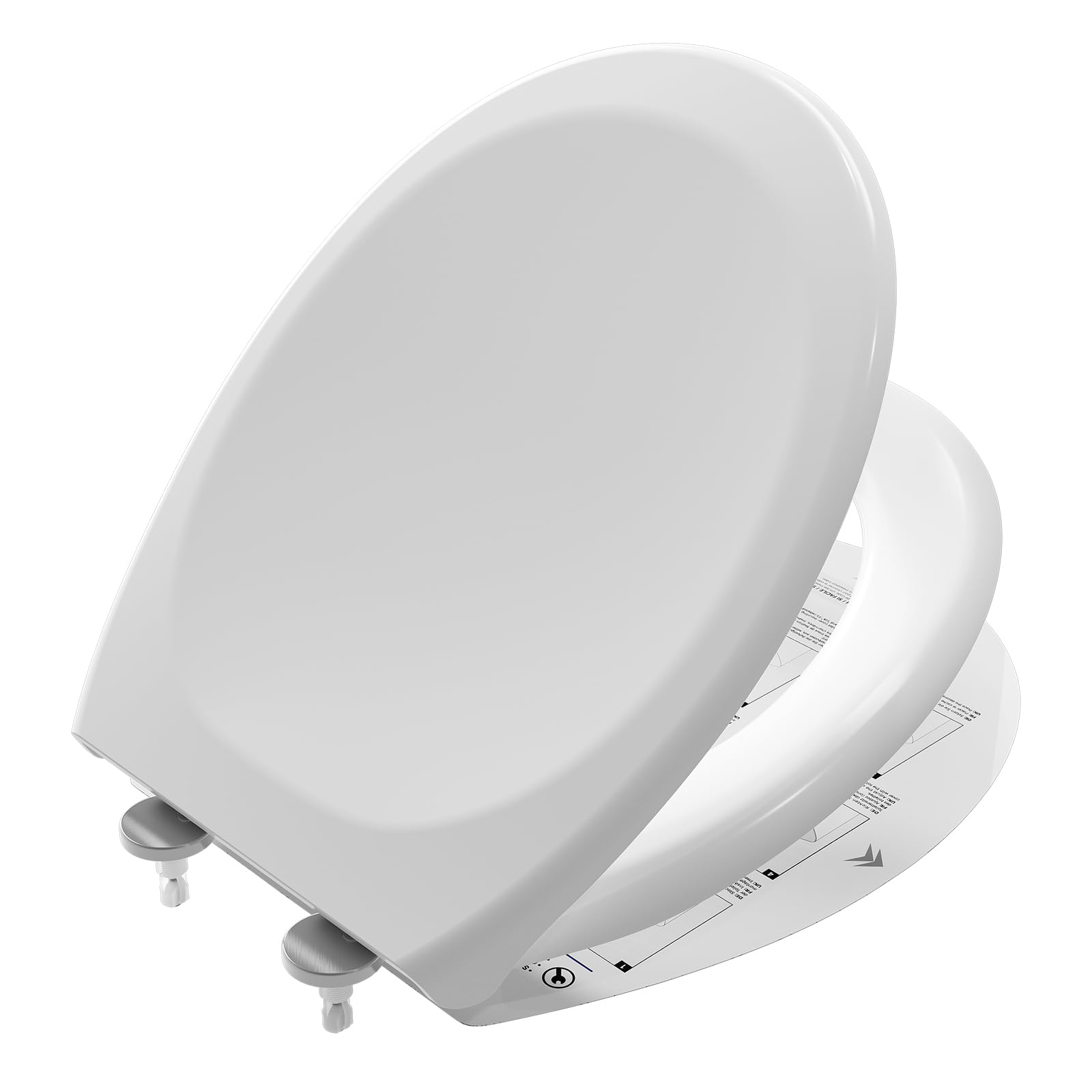 DERW Oval Toilet Seat Soft Close with One-Button Quick Release, Universal Fit Top Fixing Adjustable Hinges, Easy to Install, Heavy Duty Eco-Friendly Polypropylene, Anti-Aging & Easy-Clean, Gloss White