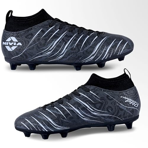 Image of Nivia Carbonite 7.0 pro Football Studs for Men, PVC Synthetic Leather Upper, High Shear Strength TPU Sole, Knitted Collar Rib