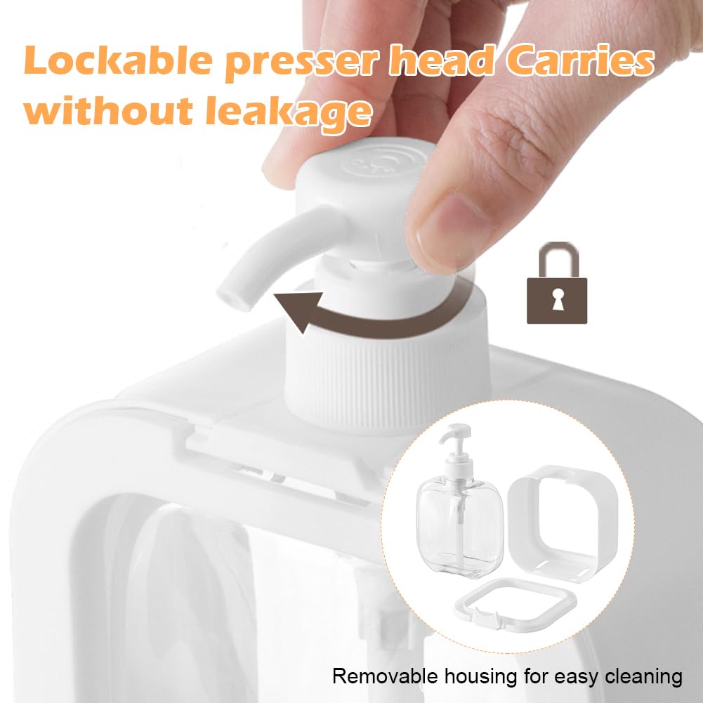 Dispenser di pompa, 2 dispenser di gel doccia con pompa, dispenser di sapone da 500 ml, dispenser di sapone da cucina, bottiglie di shampoo rimovibili da riempire per bagno, cucina, viaggi,