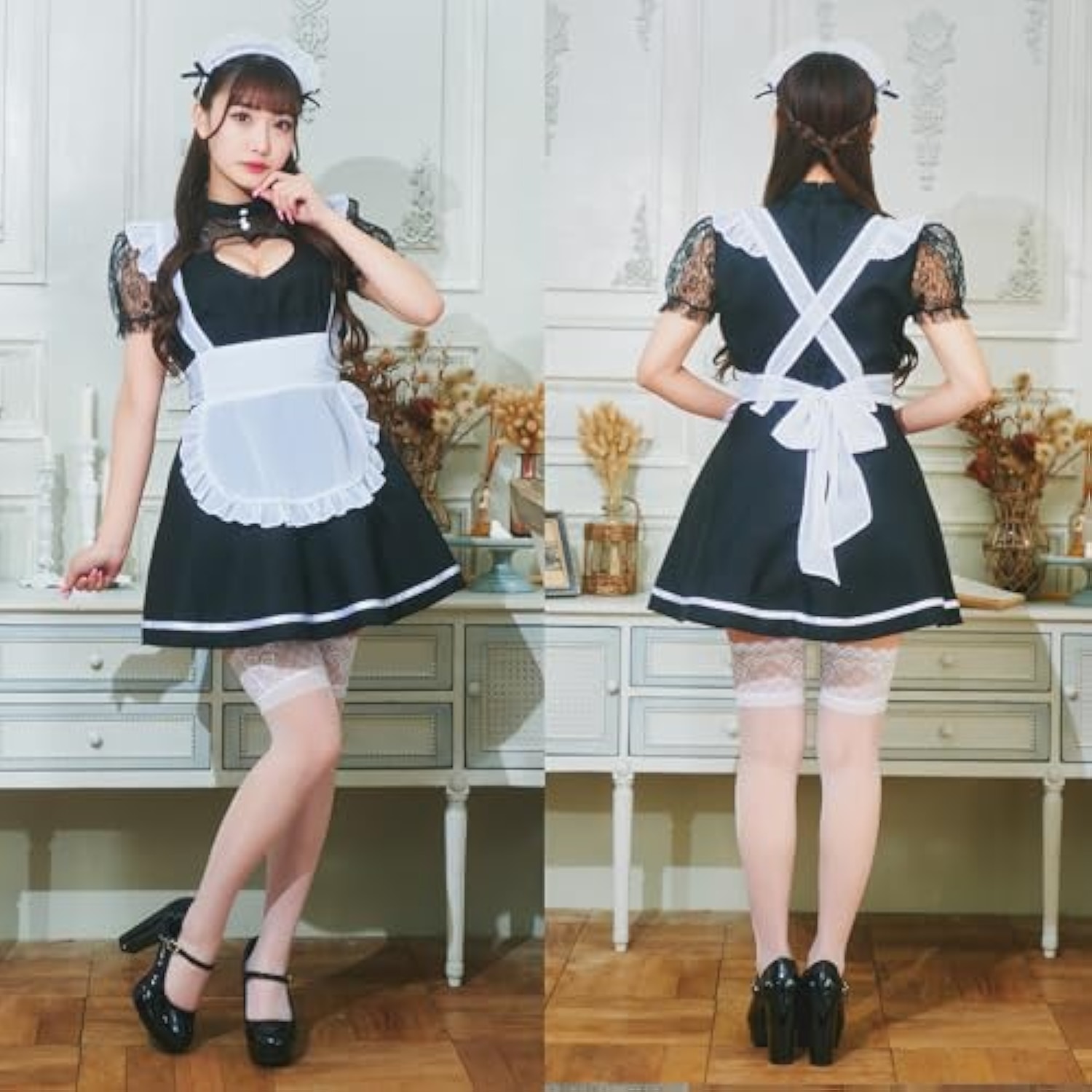 クリアストーン(Clearstone) GLOWHOLIC コスプレ ハロウィン ハートメイド レディース ブラック 詳細画像4