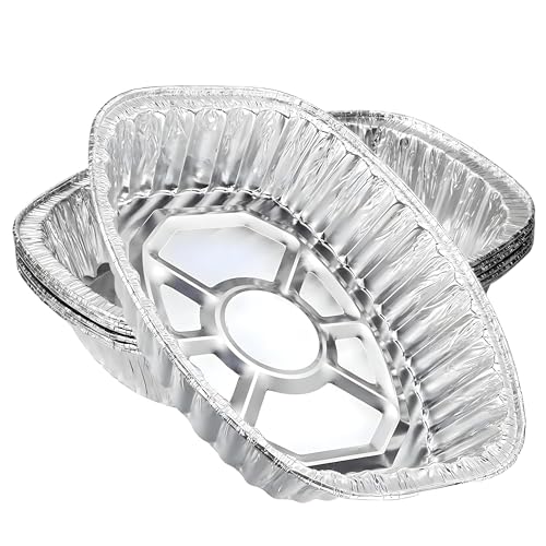 Frostella Large Oval Foil Containers (Pack of 6) | Heavy Duty Aluminium Trays for Roasting Baking BBQ | Oven Safe Recyclable Food Storage Meal Prep Catering