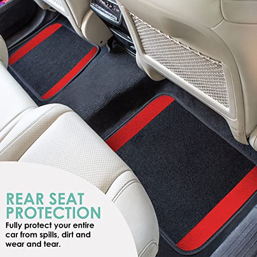 Image of FH Group Automotive Floor Mats - Universal Fit Premium Carpet Car Mats with Driver Heel Pad, Full Set for Cars, SUVs & Trucks - Red
