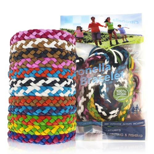 Pulseras Antimosquitos, 12 Piezas Pulseras Repelente de Mosquitos, Pulsera Antimosquitos Ajustables, Ideal para Acampadas, Senderismo y Aire Libre