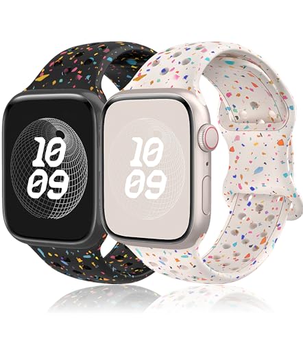 Sport Band for Apple Watch Bands 42mm 46mm 40mm 41mm 44mm 45mm 38mm Ultra 49mm Women Men,Recycled Plastic-Soft Breathable Silicone Strap for Nike+ iWatch Band Series 10 9 8 7 6 5 4 3 Ultra/2,SE