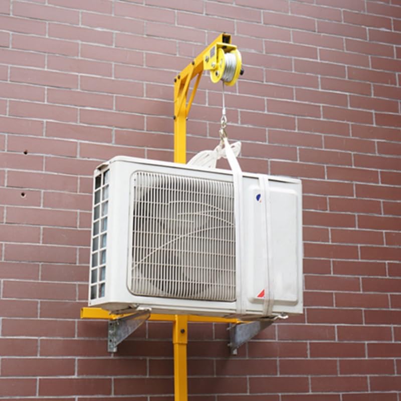 Air Conditioner Outside Installation Lifting Tool, Folding Hanger+ Hand Winch, with 66FT Rope, Manual Crane Tool MINGPING