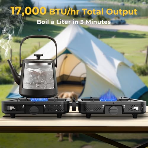 2-Burner-Portable-Camping-Stove-Propane-Folding-Propane-Stove-for-Camping-Camp-Stove-with-17000-BTUTwo-Adjustable-Burners-Gas-Camping-Stove-with-Carrying-Bag-for-Outdoor-CookingBBQ