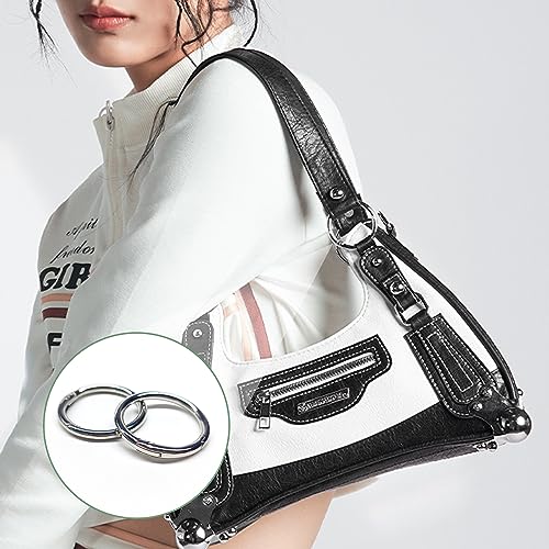XCSJ 15 x Round Carabiner 40 mm Big Spring Buckle Round Spring Ring Buckle Zinc Alloy Keychain Hook Clips Snap Spring Ring Buckle for Bags Handbags - Image 4