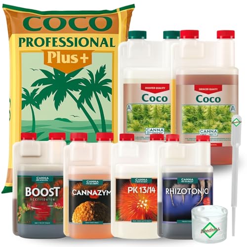 Weedness Canna Coco Dünger Erde Set All 50 Liter - Blumenerde Substrat Kokoserde Anzuchterde Palmenerde Rindenmulch Gartenerde Pflanzerde Grow Anbau