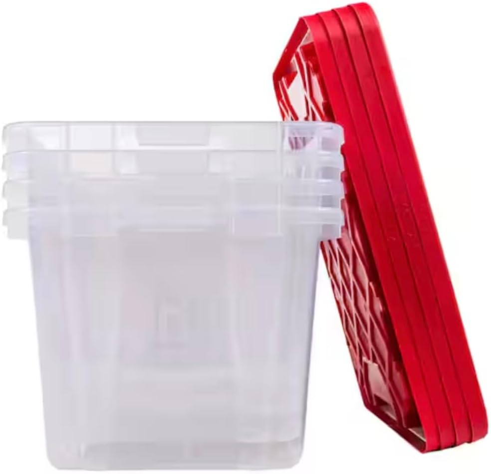 Clear 27 Gal. Storage Tote with Lid (4-Pack) CJ81950
