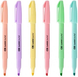 Combo Caneta Cis Marca Texto Lumini Pastel