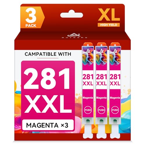 Image of CLI-281 Ink Cartridge Replacement for Canon CLI-281XXL 281XXL 281 Use for Canon PIXMA TS6320 TR7520 TS8120 TS8320 TR8520 TS9120 (3-Pack CLI-281XXL Magenta)