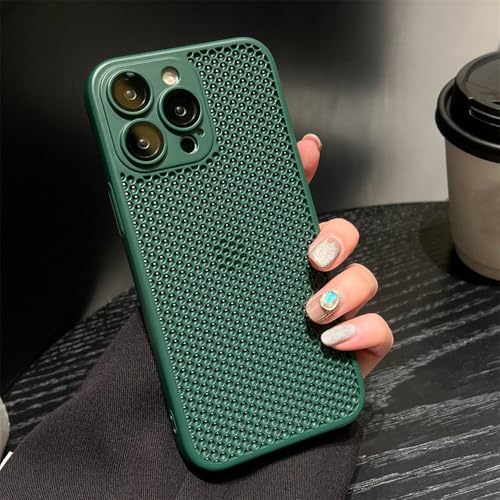 Coque en maille respirante pour iPhone 16 Pro Max antichoc vert foncé