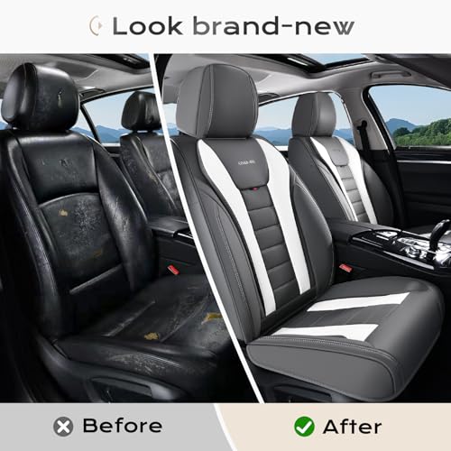 Image of Coverado Car Seat Covers, Front Covers for Cars, Car Seat Cover Front Seats, Automotive Seat Cover, Waterproof, Leather Car Seat Cushion, Universal Interior Covers Seat Protectors for Most Cars
