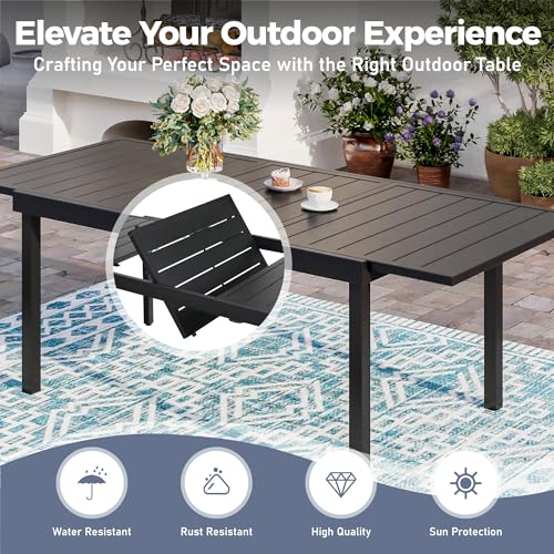 Image of SUNSHINE VALLEY 9pc Patio Dining Set, Extendable Metal Table & 8 Chairs