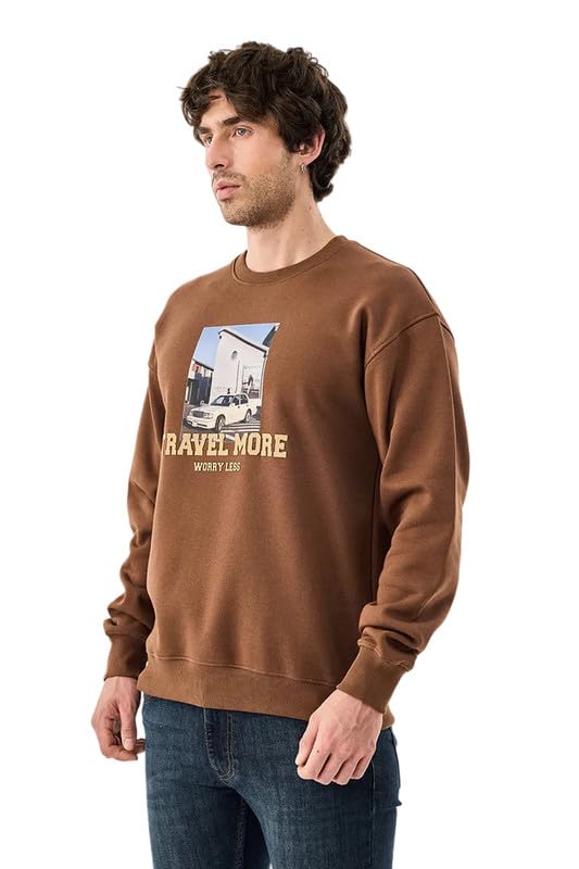 SNITCH Men's Sweatshirt | Travel Graphic Print Crew Neck Full Sleeve Pullover | Premium Cotton Blend Oversized Fit Winter & Casual Wear for Men-picture-16