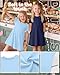 Oakgarden 2 Pack Girls Dress 5-14Y with 2 Pockets Kids Short Sleeve Crewneck Basic Dress Teen A-Line Casual Summer School(Light Blue, Navy Blue,9-10 Years)