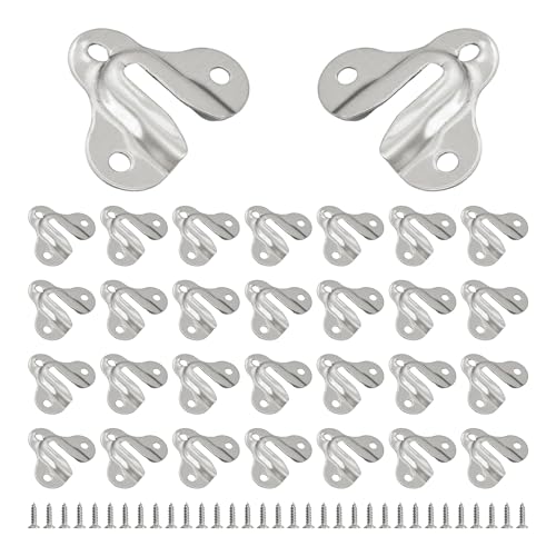 Image of 30Pcs Brushed Silver Keyhole Hangers, Single Keyhole Wall Mount Hanging Plates for Mirrors, Picture Frames, Coat Racks, Wooden Boards