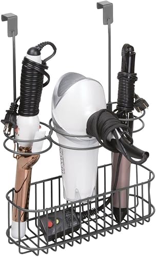 mDesign - Cesta de almacenamiento para secadora de pelo, planchas planas, rizadores, alisadores de pelo, 3 secciones