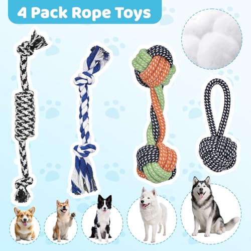 TranRantic 7 Pack Juguetes para Perros Pequeños, Juguetes Interactivos para Perros con Peluches, Cuerdas, Mordedor y Pelota Rellenable, Juguete Interactivo para Cachorros para Aliviar el Aburrimiento - imagen 3