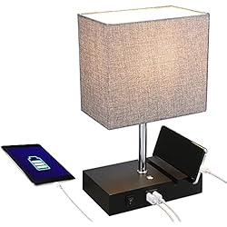 Lamparas Usb Ikea Lámpara de Mesa USB con Control Táctil,Regulable,con 2 Puertos USB de Carga Rápida, Odernosoporte para Teléfono para Sala,Comedor,Dormitorio (Bombilla Incluida)