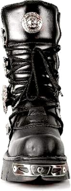 New Rock Newrock 391 S1 Black Metallic Reactor Goth Biker Unisex Black Boots