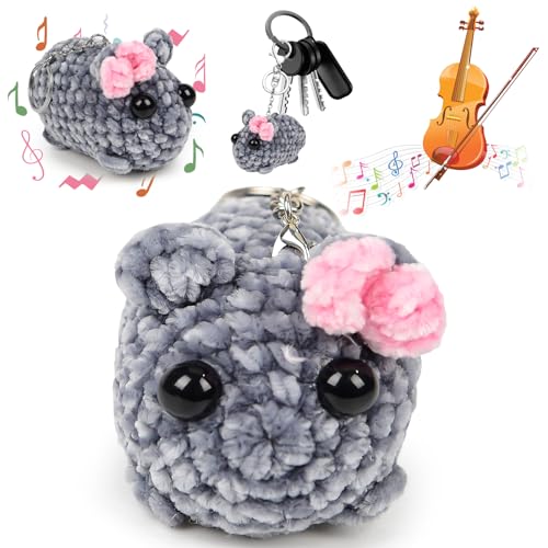 Vibbang Sad Hamster Meme Keychain, Sad Hamster Keychain with Sound, Knitted Hamster Keychain, Soft Cuddly Sad Hamster Toy