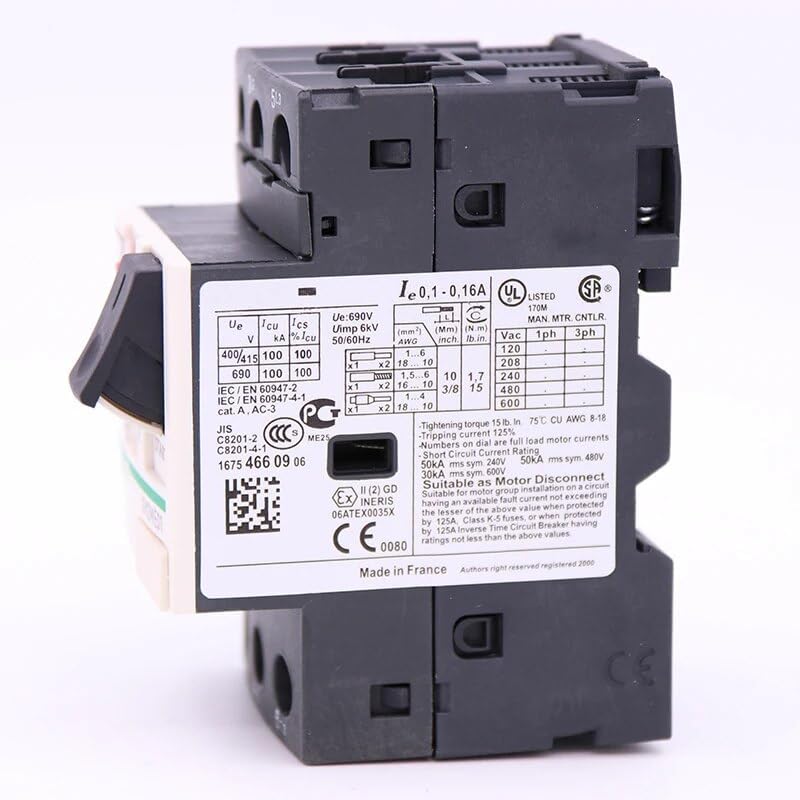 GV2ME01 3P 0.1-0.16A Thermal Magnetic Screw clamp Terminal Motor Circuit Breaker