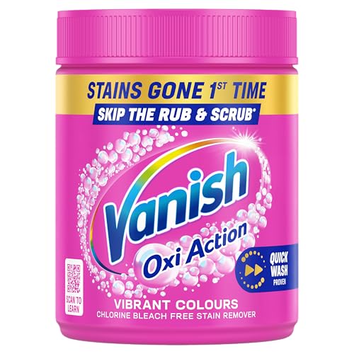 Vanish Gold Oxi Action Laundry Booster and Stain Remover Powder for Colours, Removes Tough Stains In A 30 Minute Wash, Keeps Colours Vibrant, Add a Scoop in Every Wash for Best Results, 470g