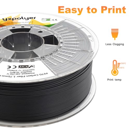 Image of 3D Printing Filament PETG CF PETG Carbon Fiber 3D Printer Filament 1kg 1.75mm, High Strength and Durability, Heat-Resistant, Low Warping, Black, Spool Lightweight & Heat-Resistant & Moisture Free