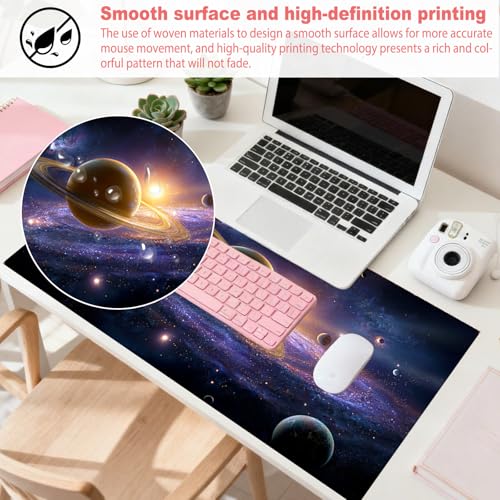 Image of Nuxovilar Professional Large Mouse Pad & Computer Game Mouse Mat (35.4x15.7IN, Cosmic Planets & Space Art) (90 * 40cm Cosmic Planets)