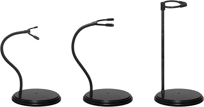 Adjustable Doll Stand and Action Figure Display Stand with Flexible Waist Clip and Bendable Metal Arm for 7 to 13-Inch Dolls Or Action Figures 3pcs black
